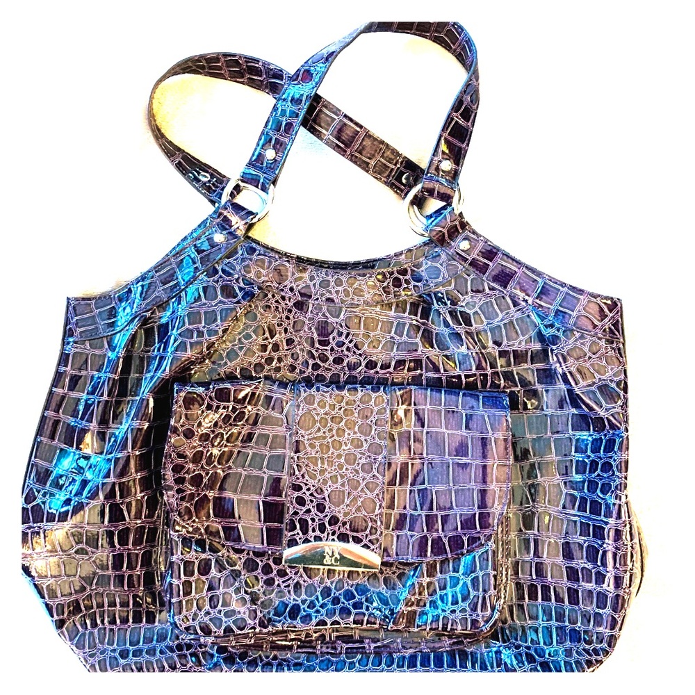NY&C Purple Faux Crocodile Shoulder Bag